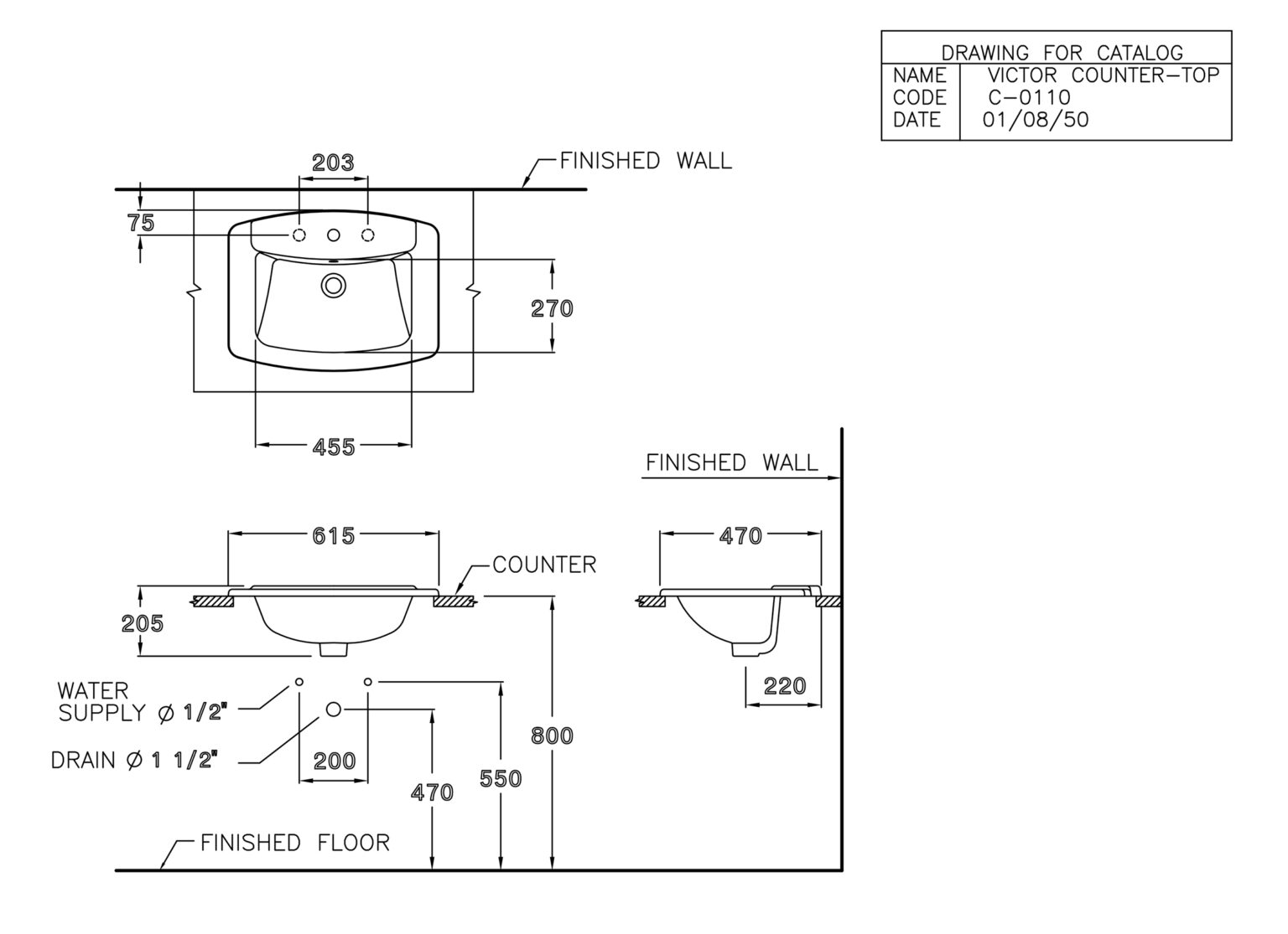 C0110 Victor Counter Top Basin - COTTO VIỆT NAM
