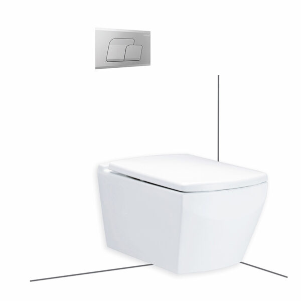 SC198717(F) Tetragon Wall hung concealed tank toilet (Front Flush) (P-Trap)